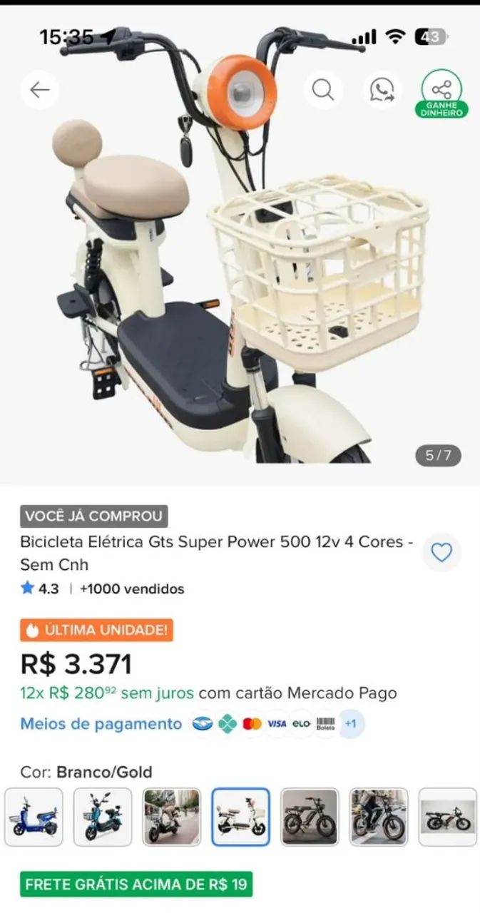 BICICLETA ELÉTRICA GTS SUPER POWER 500 - Foto 2