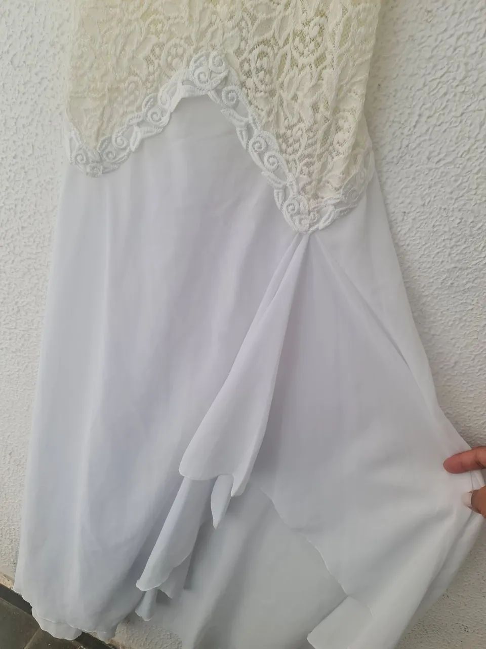 camisola longa vintage fruit de lá passion branca com renda  m - Foto 3