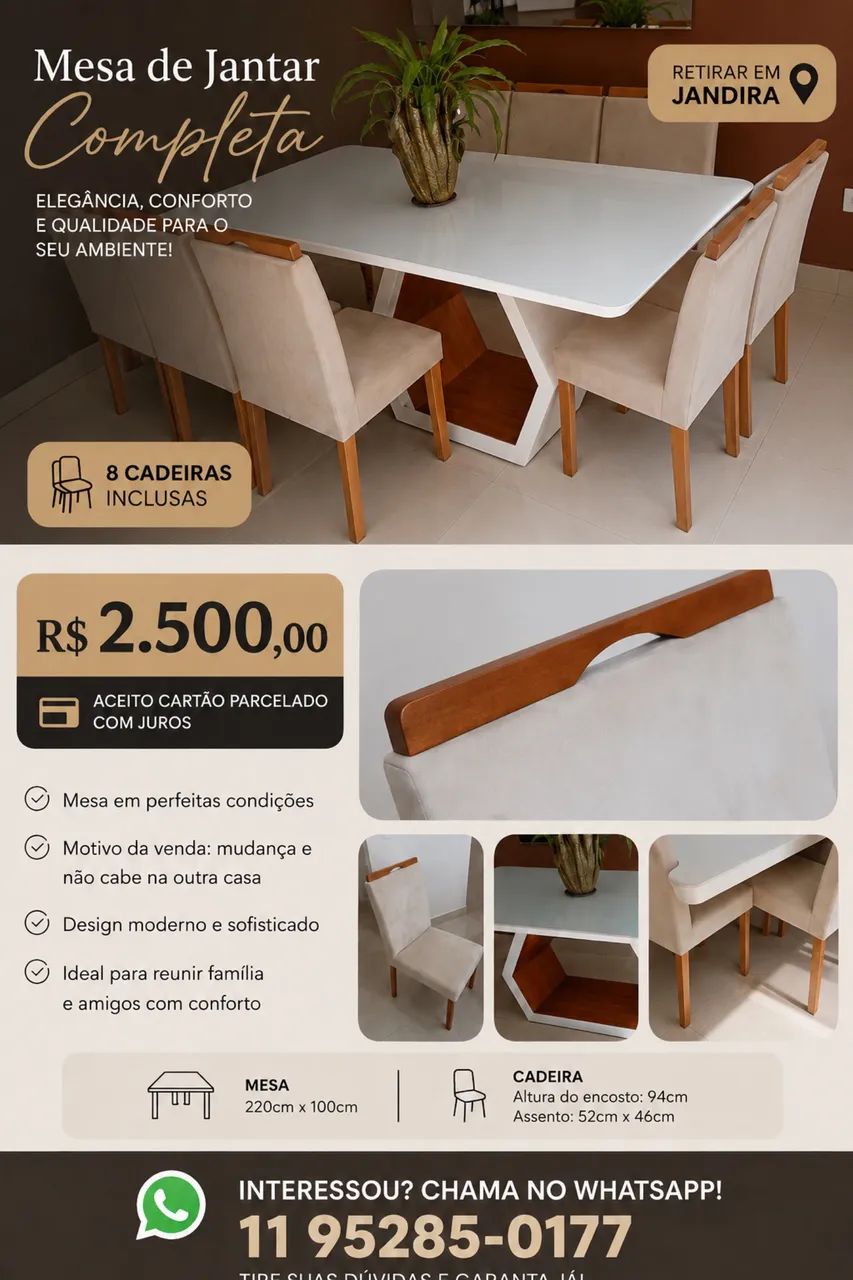 Mesa Completa 8 Cadeiras  - Foto 2