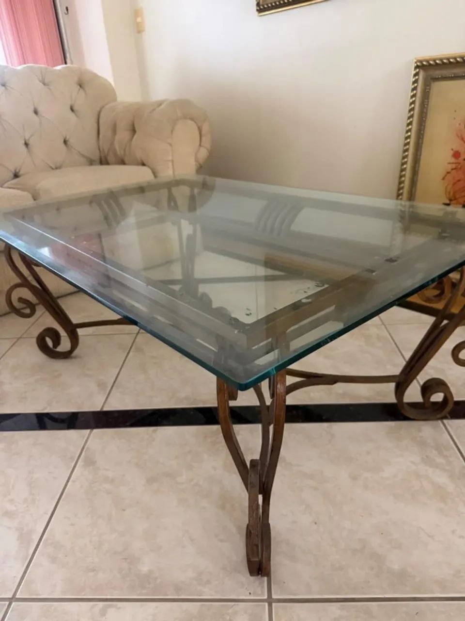 mesa centro classica vidro e ferro - Foto 2