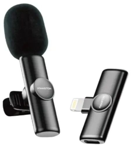Microfone de Lapela H'maston MK03 sem fio para  Iphone Conector Lightning Original