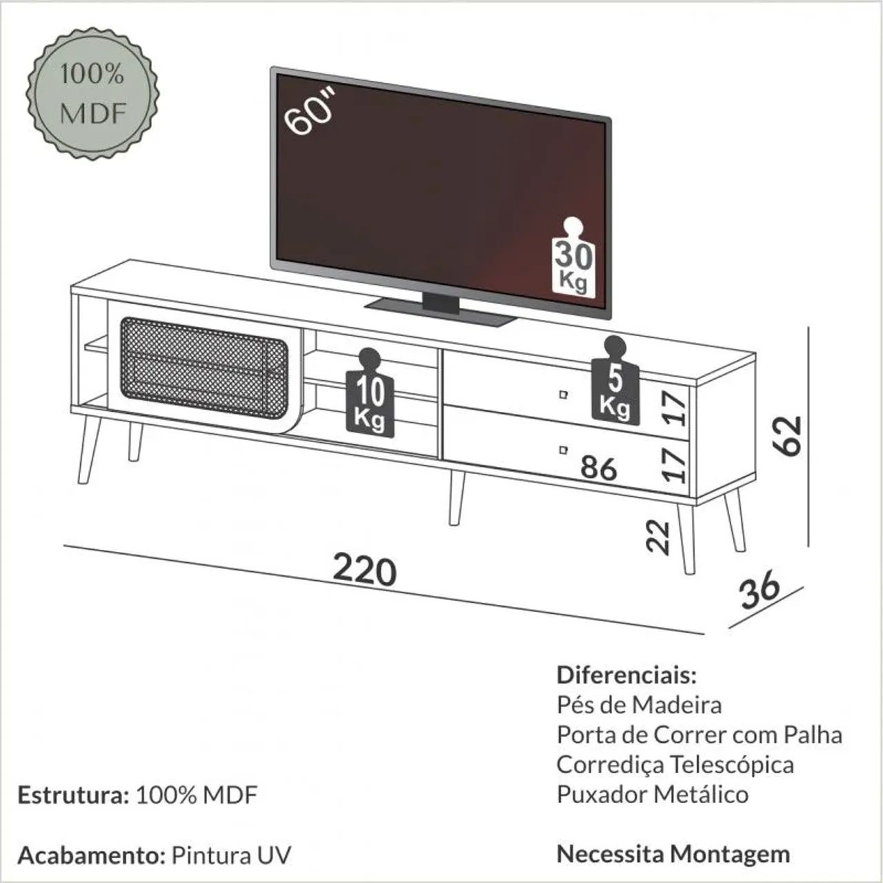 Rack 2,20m mdf - Foto 3