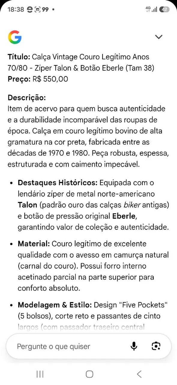 CALÇA VINTAGE DE COURO LEGÍTIMO ANOS 70 /80 - Foto 5