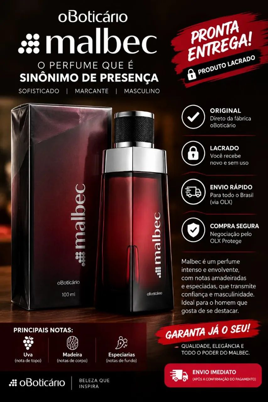 Perfume Malbec O Boticário 100ml - Lacrado Original