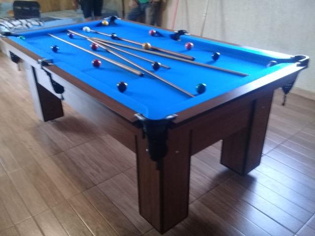 Mesa de Bilhar Quatro Pés Cor Magnólia Tecido Azul Modelo MAC2528 - Foto 6