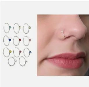 Combo 4 Piercings - ponto de luz reto, ponto de luz curva, argolinha colorida, arg. p.luz - Foto 5
