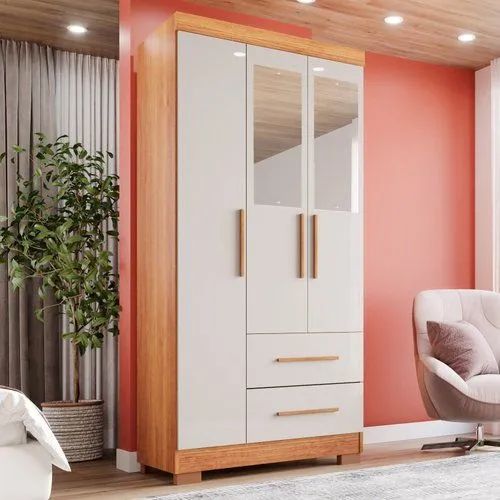 Guarda-roupa Solteiro 3 Portas com Espelho 2 Gavetas Estrela Premium  - Foto 2