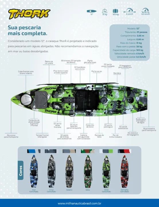 Caiaque Thork, Milha Náutica. Pronta Entrega! - Foto 2