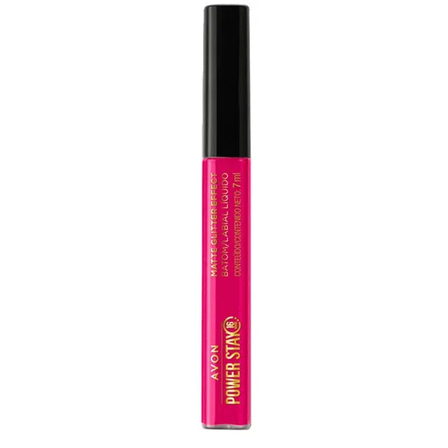 Batom Líquido Matte Glitter Effect Avon Power Stay 7ml