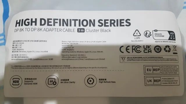 Cabo Baseus DisplayPort Cable 8K Alta Definição - Foto 4