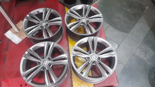 jogo de rodas jetta aro 17x7 et 46 grafite brilhante original vw snova - Foto 3