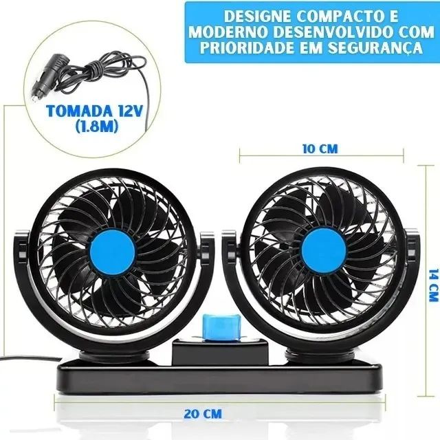 Ventilador Automotivo Carro Van Caminhão Duplo 12v Ajustável Loja Coimbra Computadores - Foto 4