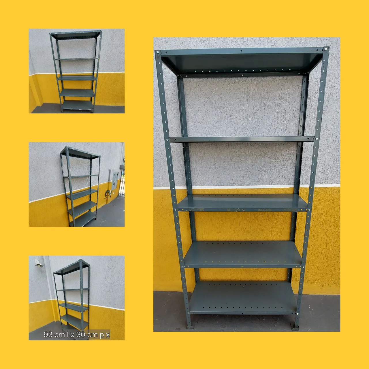 Estante de Metal Cinza 5 Prateleiras 93cm x 30cm