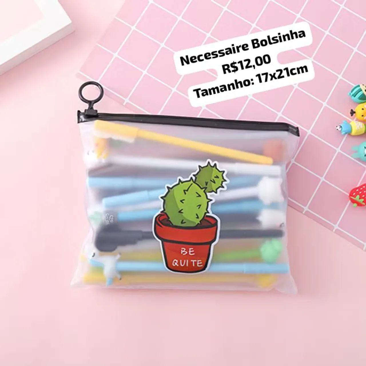 Necessaire Bolsinha Cactus - Foto 5