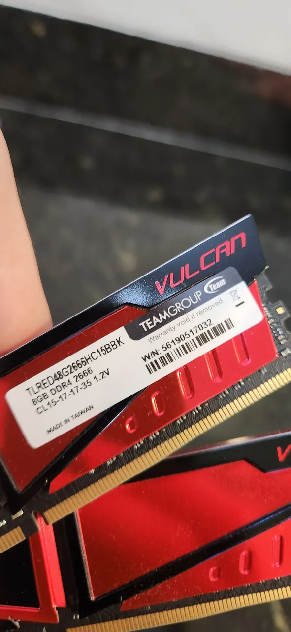 Memória RAM Team Group Vulcan 16gb (2x8gb) DDR4 2666MHZ