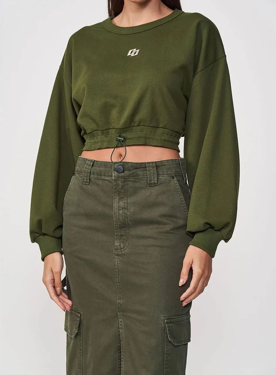 Cropped Moletom Colcci Verde Militar  - Foto 3