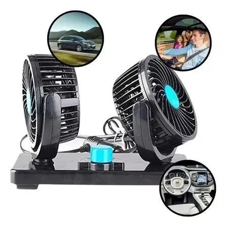 Ventilador Automotivo Carro Van Caminhão Duplo 12v Ajustável Loja Coimbra Computadores - Foto 2