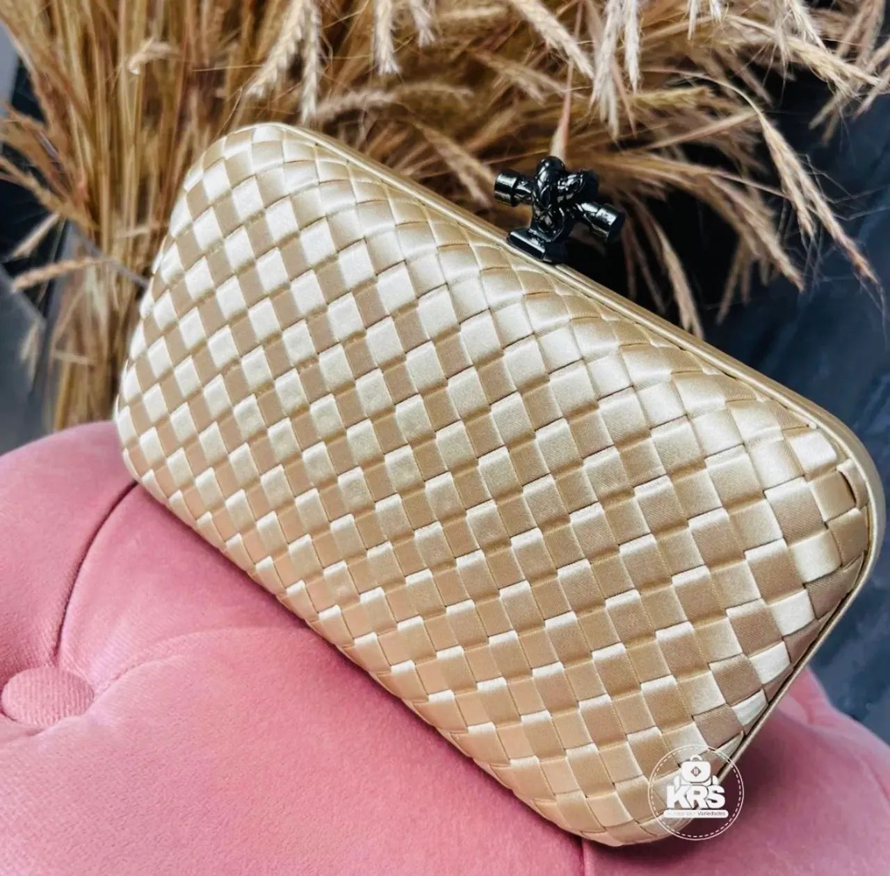 Bolsa festa clutch tresse champagne