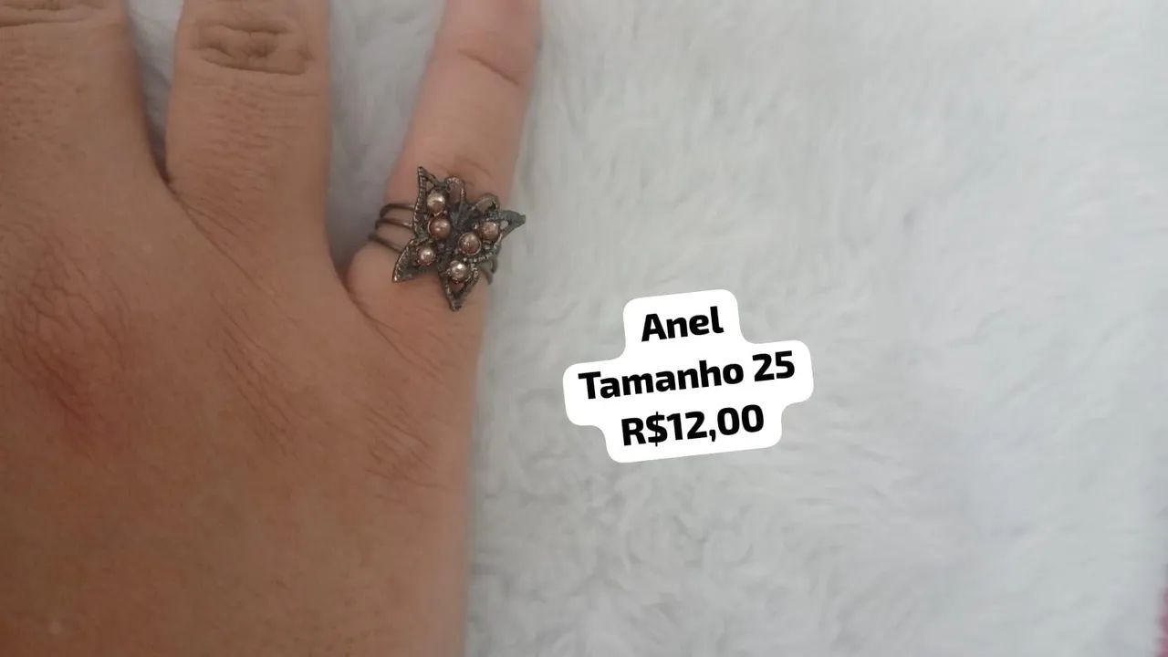 Anel Vintage com Detalhes em Azul - Tamanho 25 - Foto 2