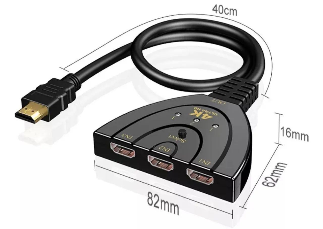 Divisor HDMI 3 Entradas e 1 Saída - 4K Ultra HD - Foto 2