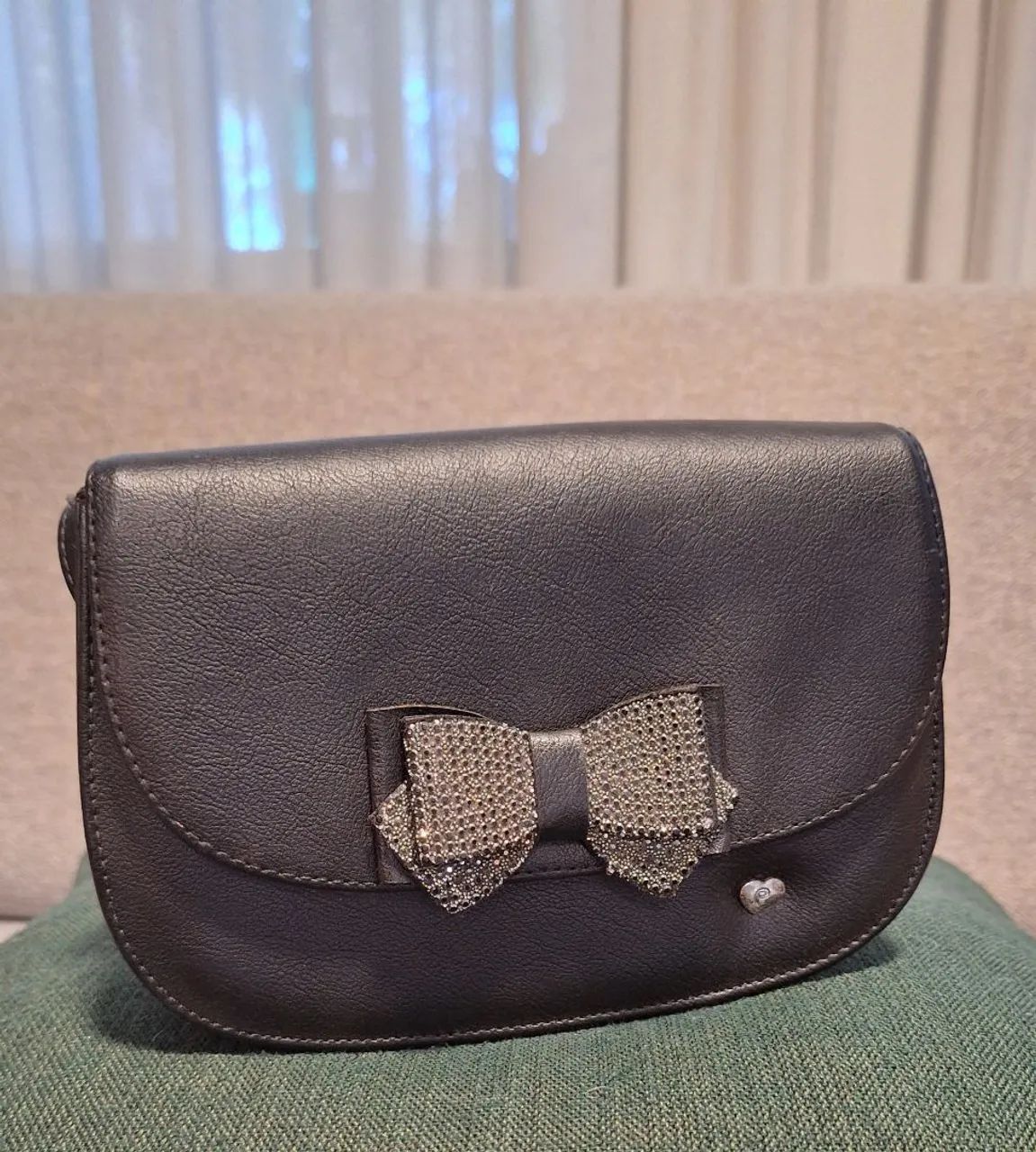Bolsa Tiracolo Infantil Pampili Preta Laços Strass