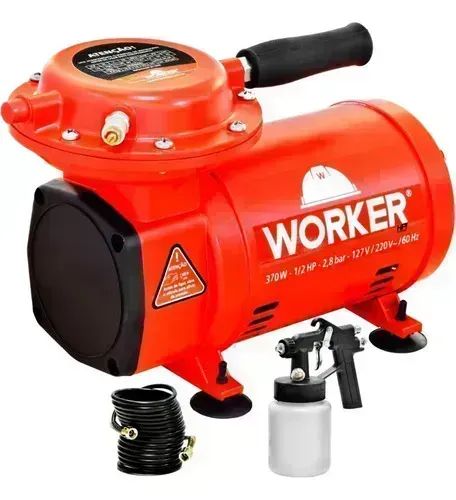 Compressor Ar Direto Profissional Com Kit Pintura Bivolt Worker - Foto 3