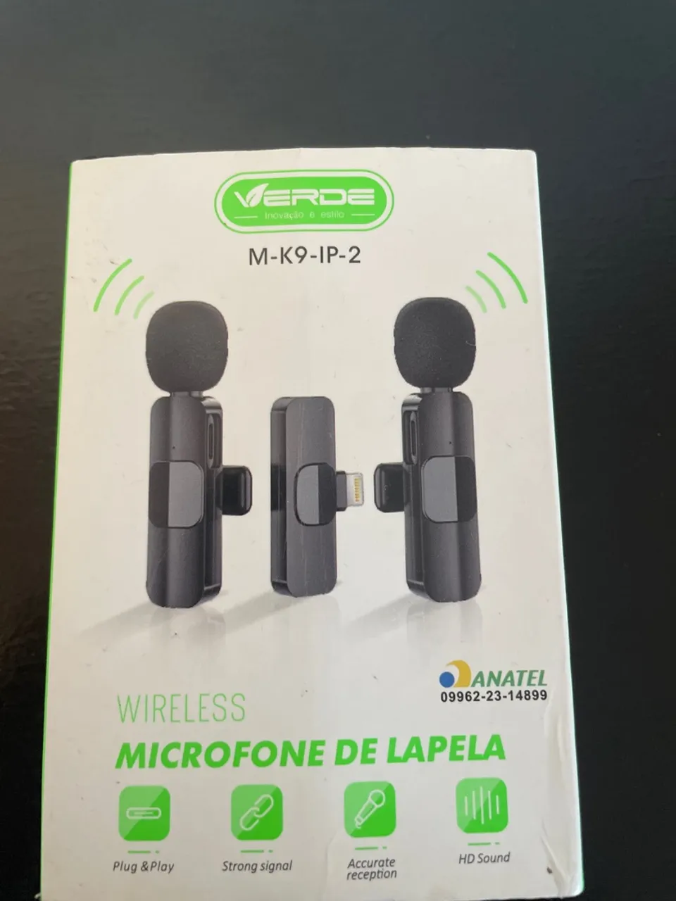 Microfone de Lapela Wireless Verde M-K9-IP-2