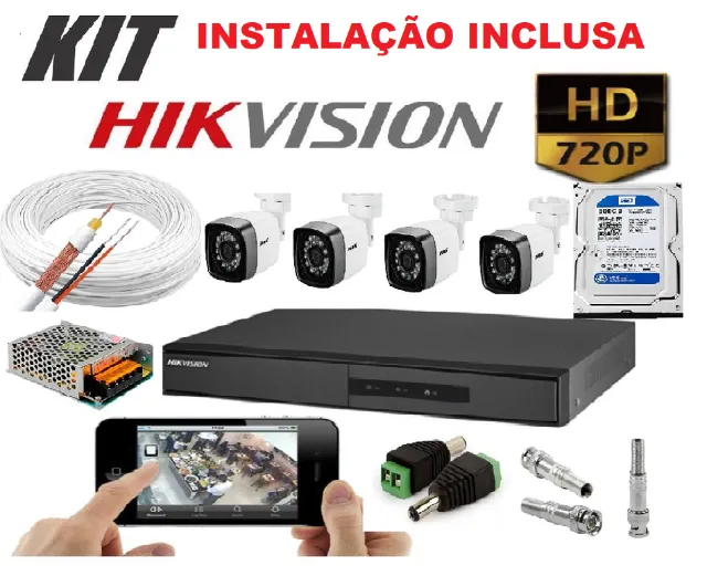 PR0M0ÇÃ0 Instalação + Kit CFTv 4 Câmeras de segurança HD Turbo