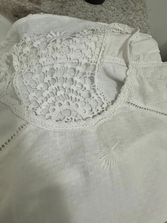 Saída de praia branco de crochê  - Foto 2