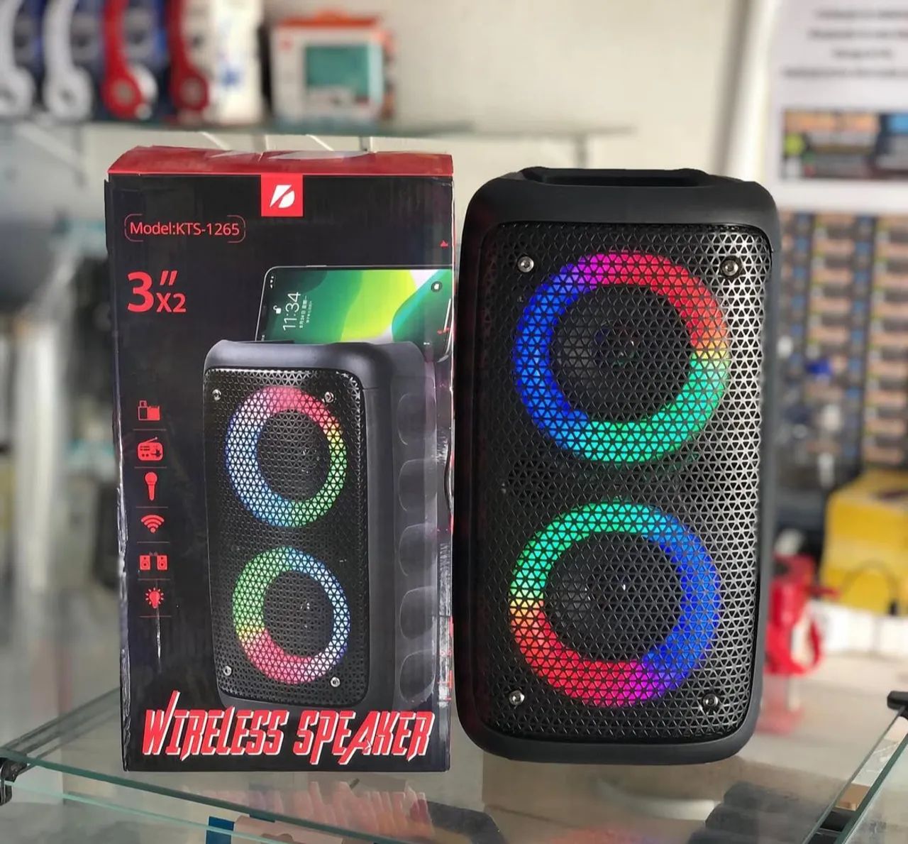 Caixa de Som Bluetooth com LED - Som potente e Iluminação Incrível - Foto 2