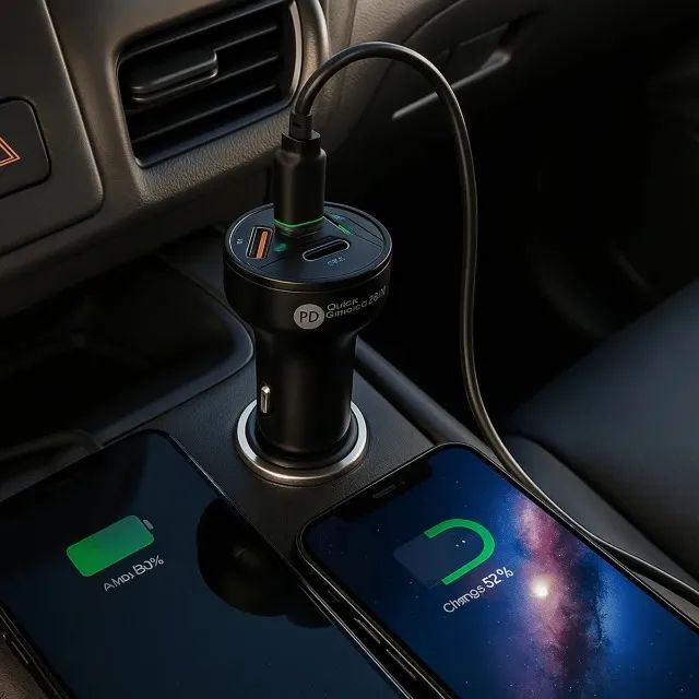 Carregador Veicular Turbo 2 Usb e 1 Tipo-C 55w Recarga Rápida Isqueiro - Foto 4