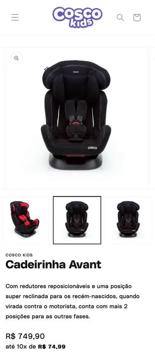 Cadeirinha de Bebê Cosco Kids Avant