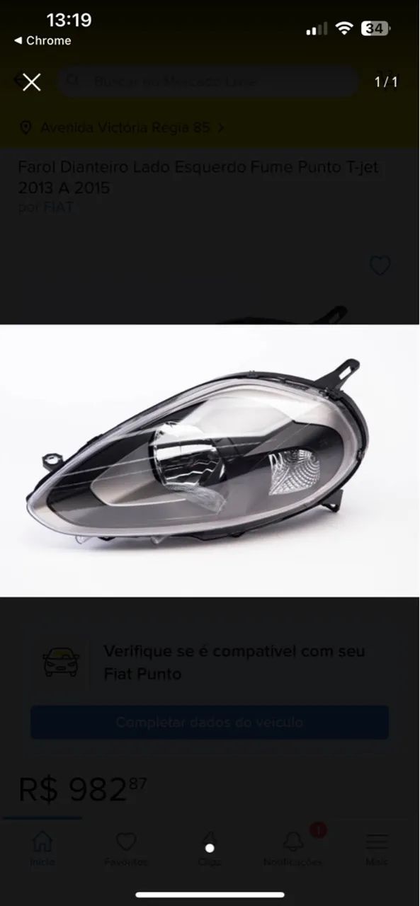 Par Farol Dianteiro Fiat Punto 2013-2015