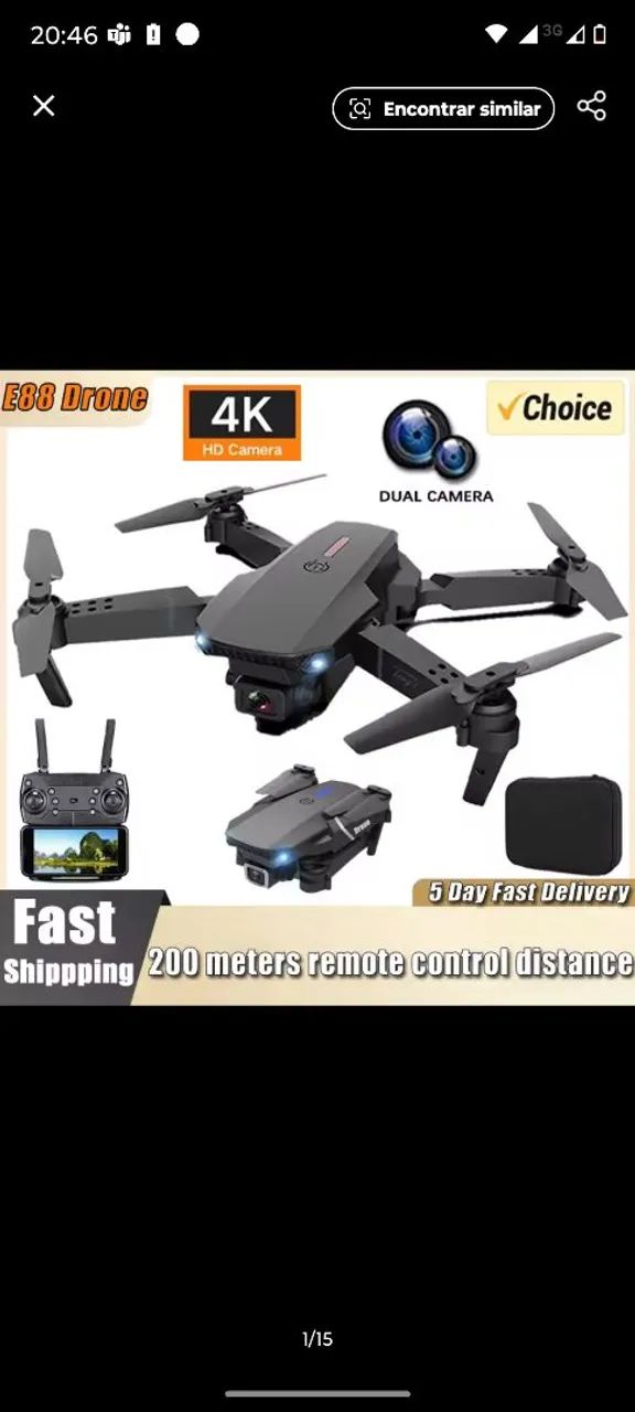 Drone E88 4K com Câmera Dual - Novo