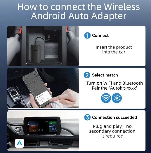 Carlinkit Adaptador automático Android sem fio, Android Auto Wireless Dongle - Foto 4