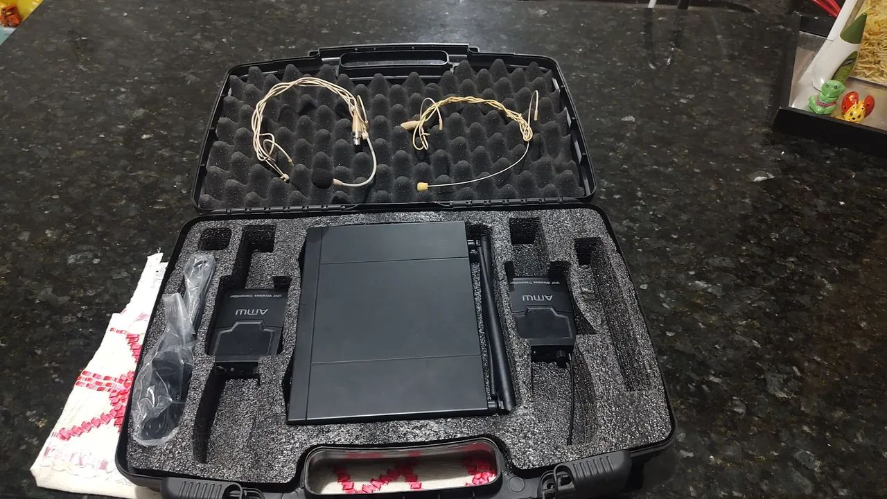 Kit Microfone Sem Fio Auricular