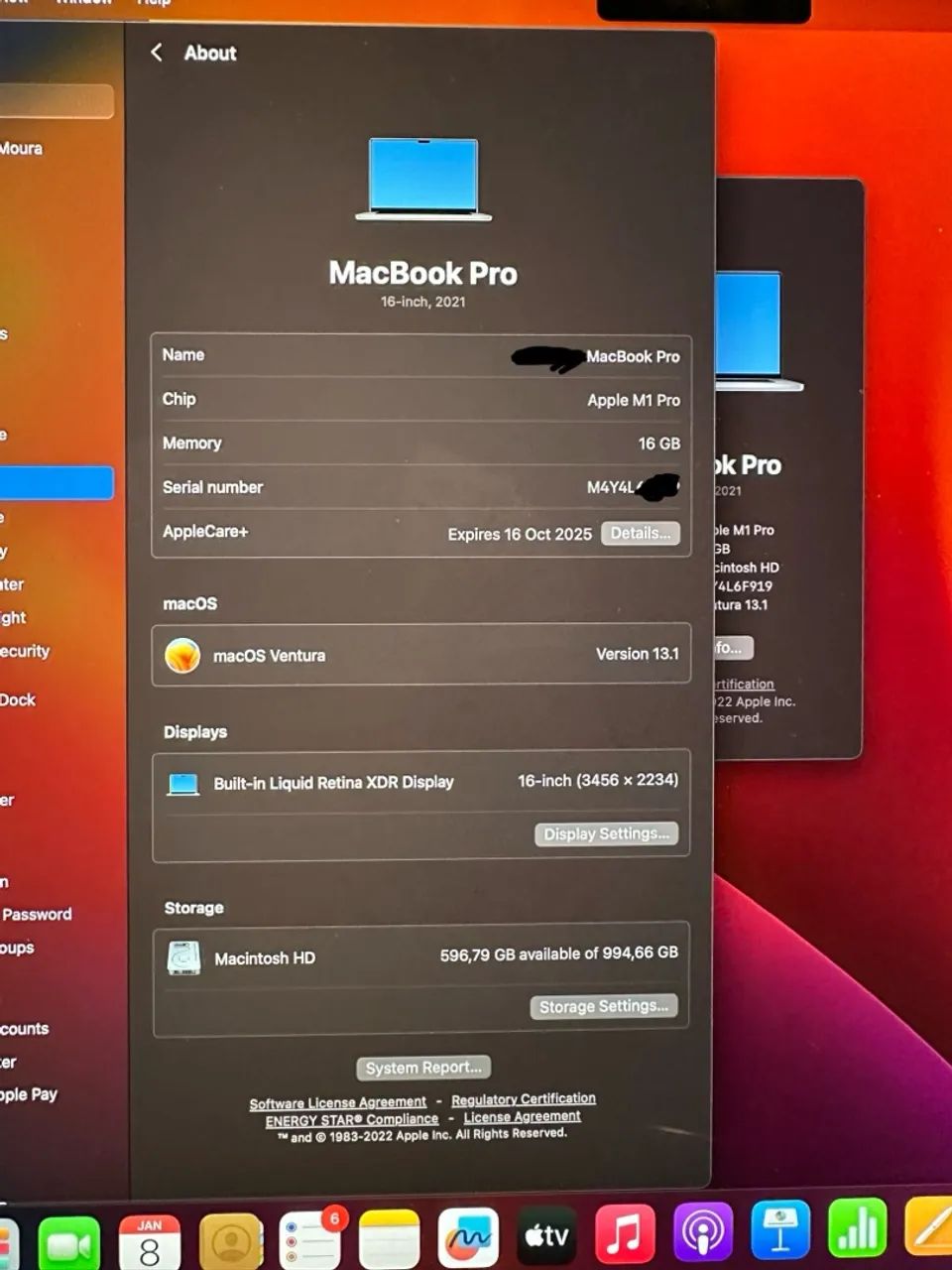 MacBook Pro 16  Pol M1 Pro - 16GB / 1TB SSD - AppleCare até out/2025 - Foto 3
