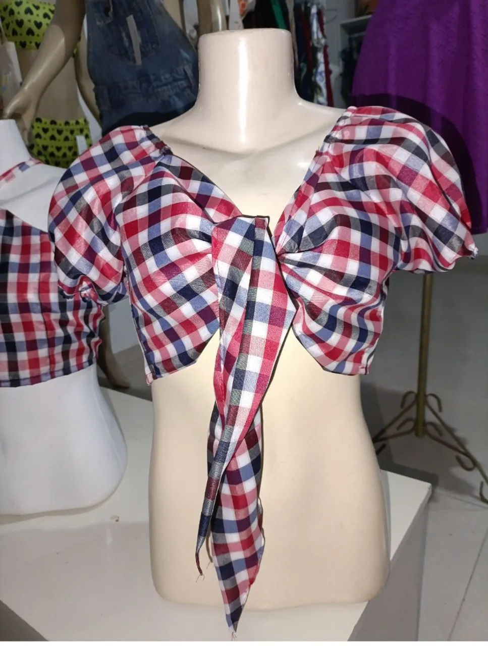 Top Cropped xadrez com laço