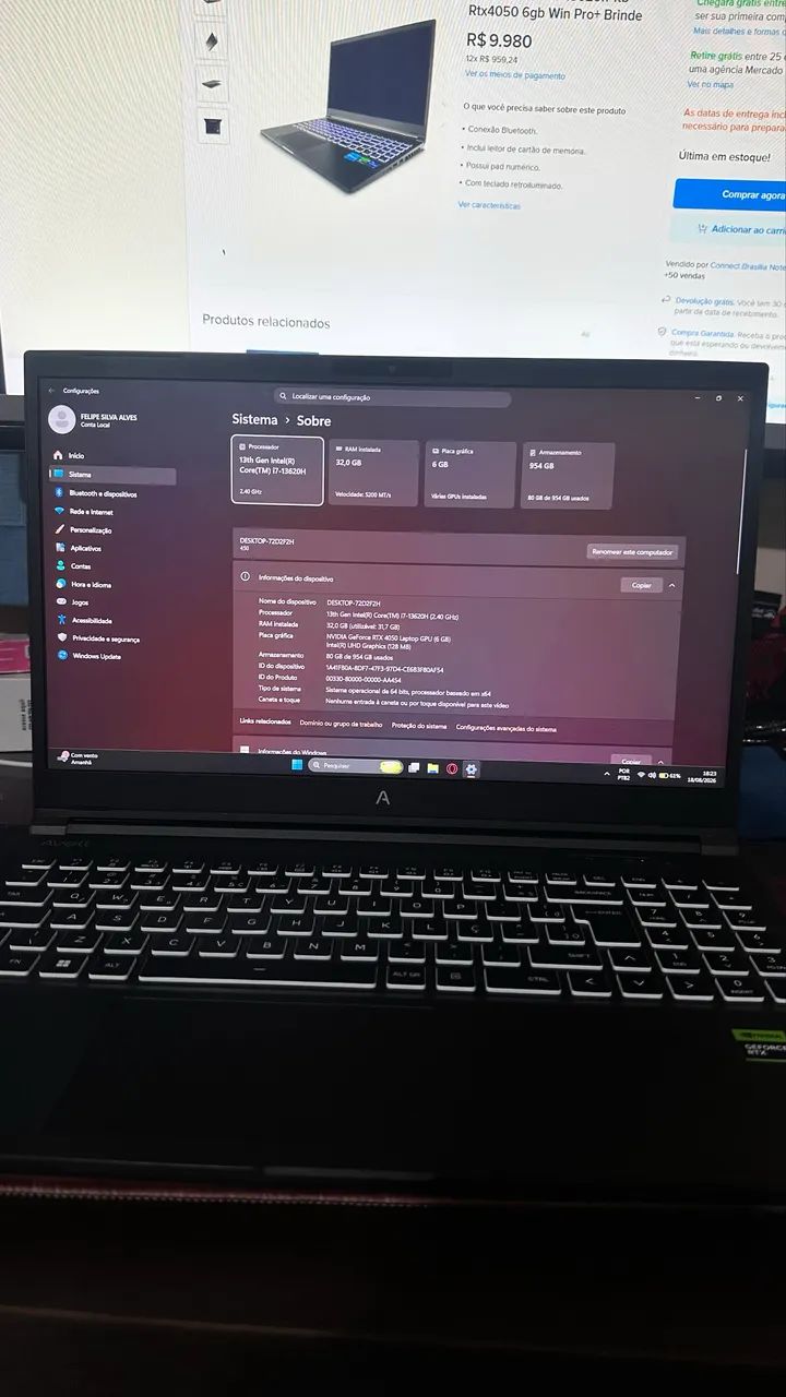 Notebook Gamer Avell i7 13ª Ger + RTX 4050 (Roda Tudo!) - Foto 2