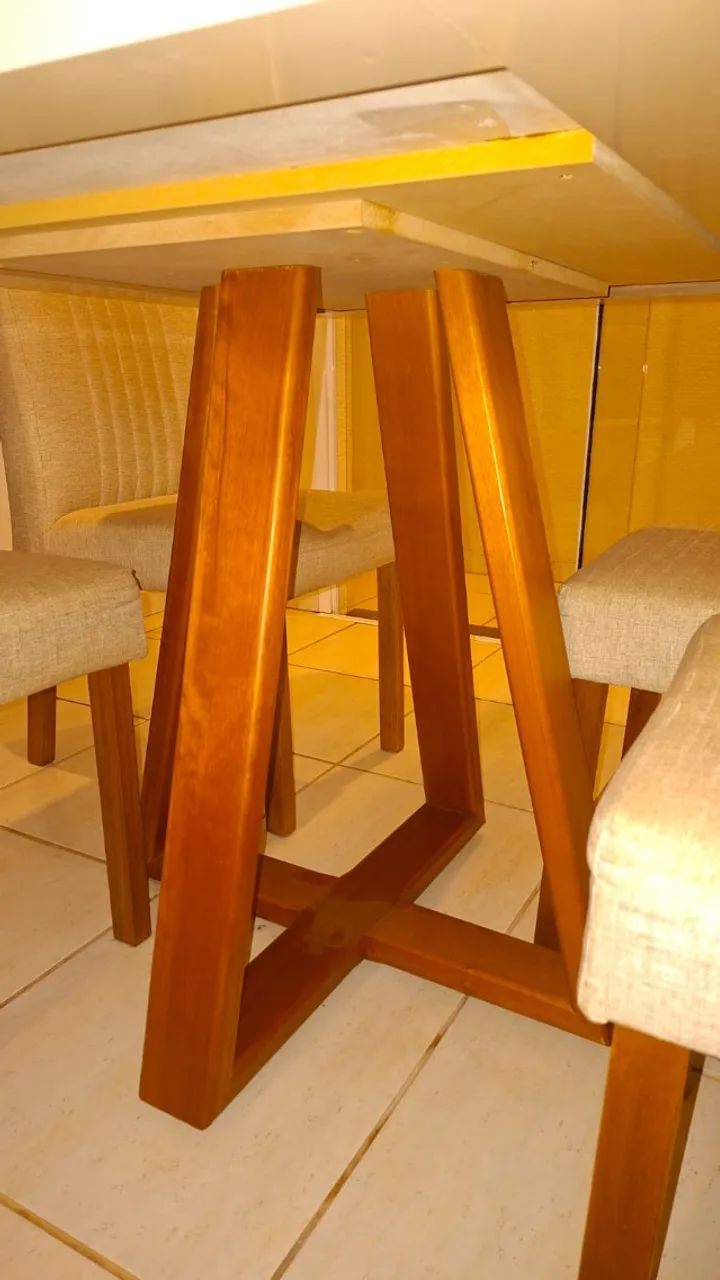 Kit mesa De Jantar com 4 cadeiras Tampo Retangular Com Vidro 1,20mx0,90m - Foto 2
