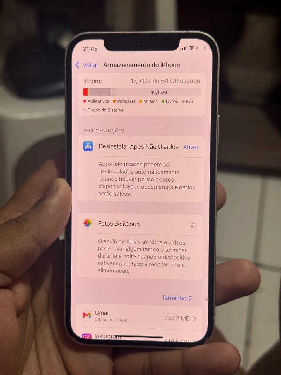 iPhone 12 cor branca 64 gigas