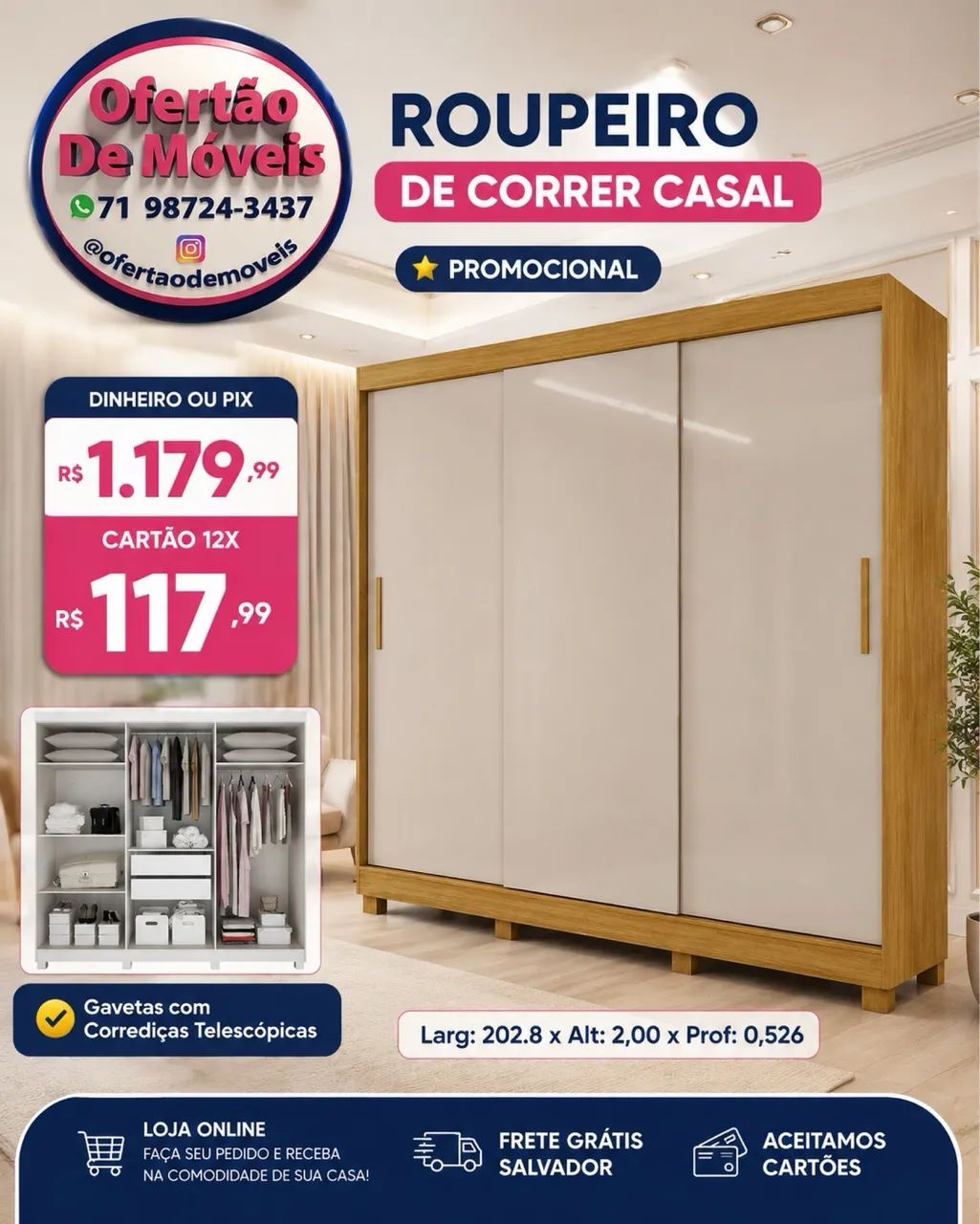 GUARDA ROUPA CASAL CORRER
