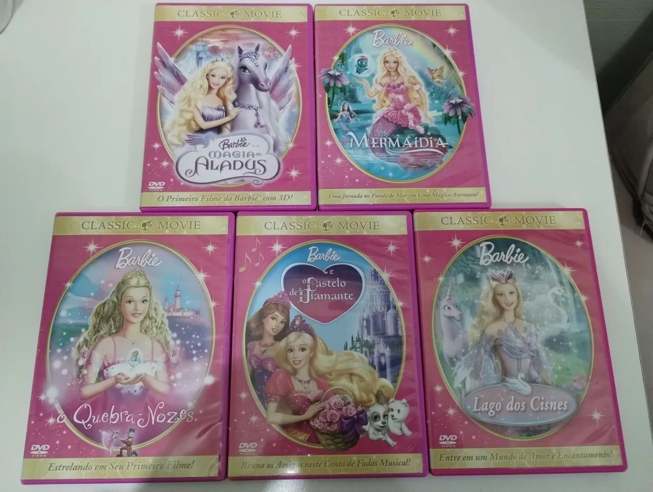 Lote com 5 DVDS originais da Barbie coleção Classic Movie. usar normalmente ou colecionar