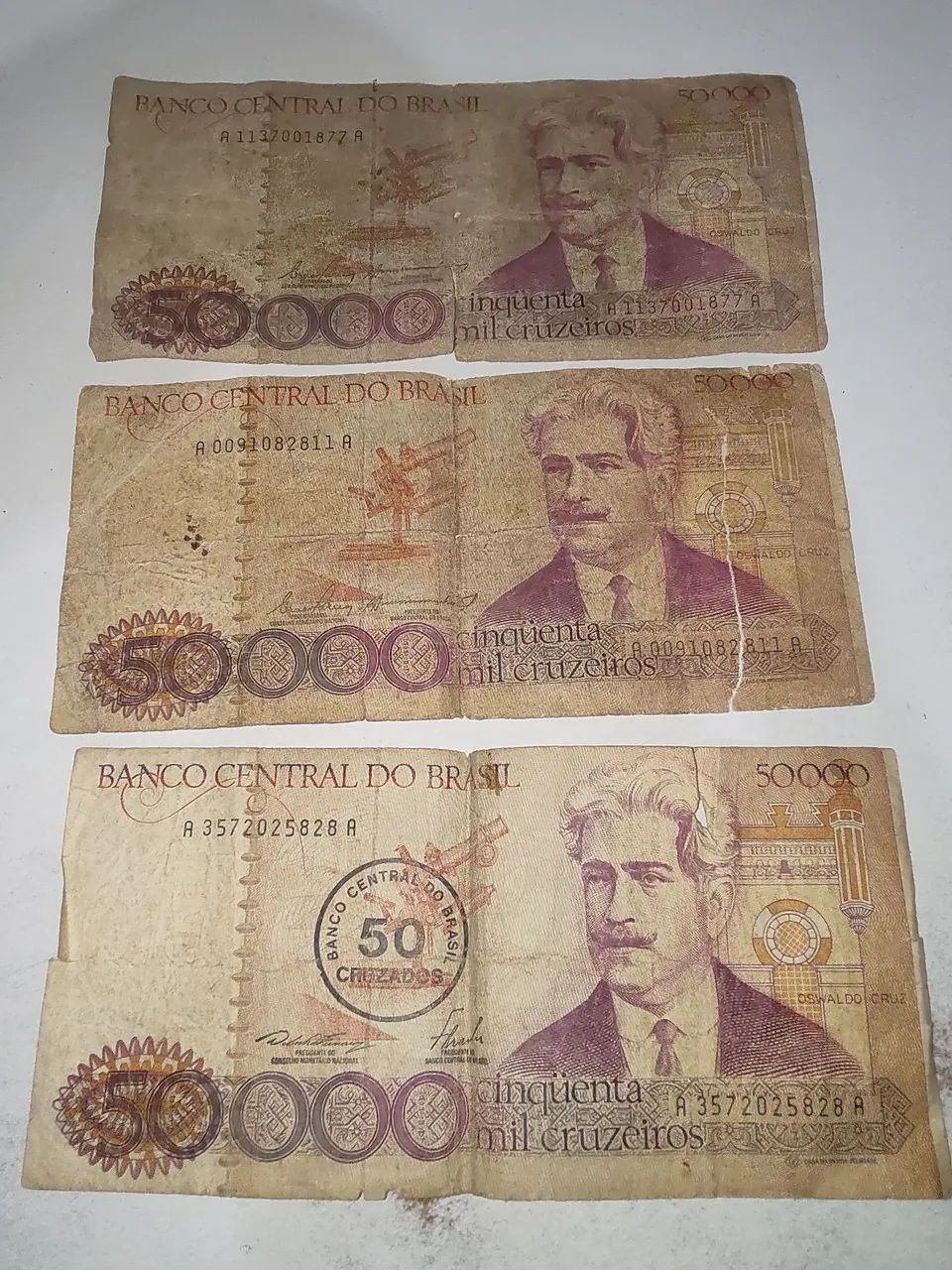 Cédulas antigas 50 cinquenta mil cruzeiros...