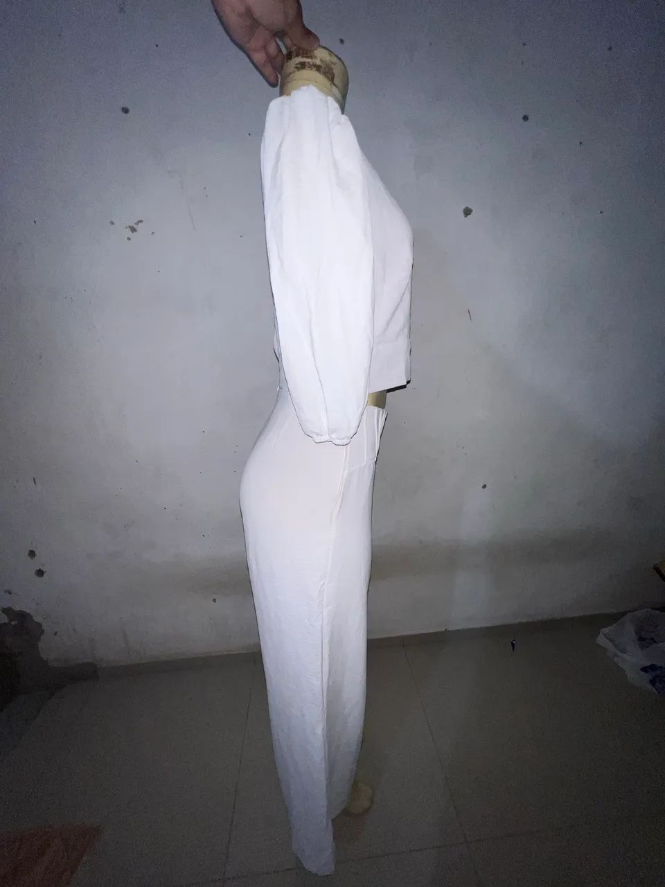 Bazar conjunto feminino branco G usado uma vez  - Foto 3