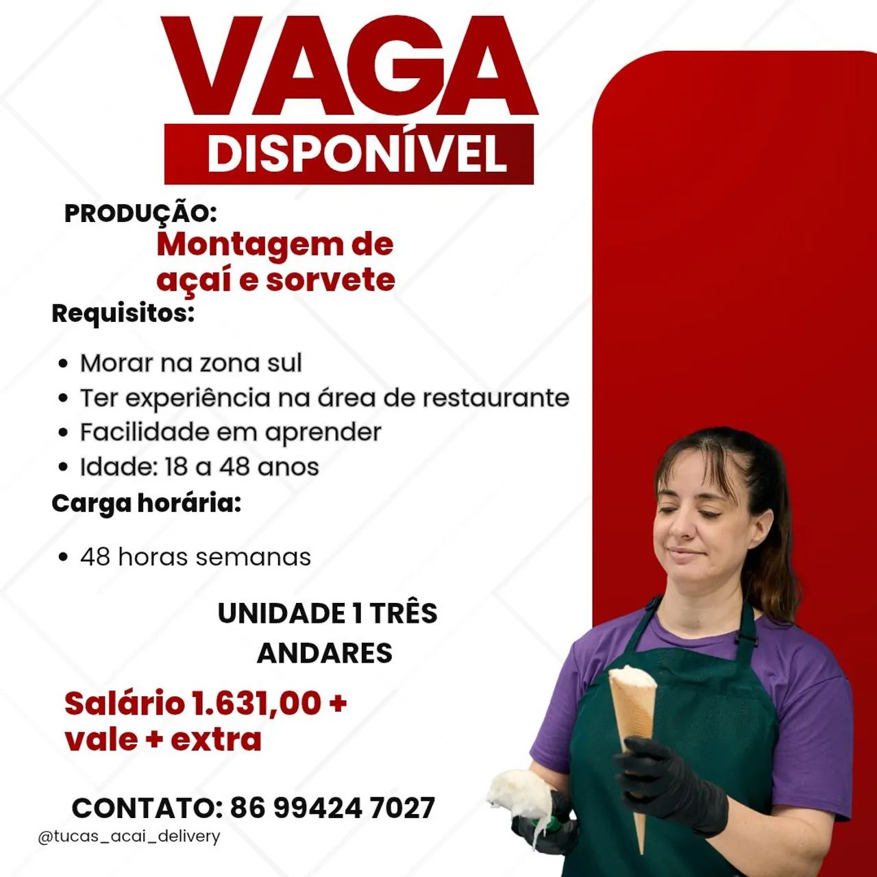 Vaga de emprego para mulher ou