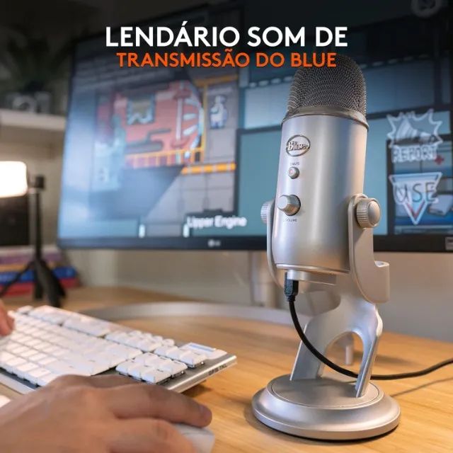 Microfone Condensador Usb Blue Yeti - Prata Cor Silver - Foto 2