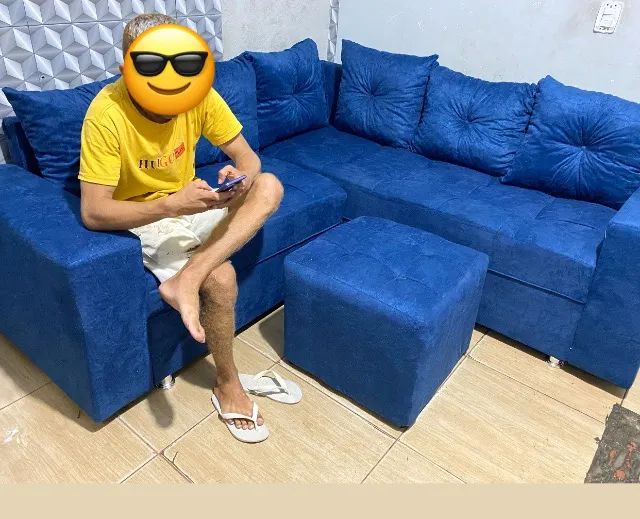 Sofá de canto. Azulll65568165857538120