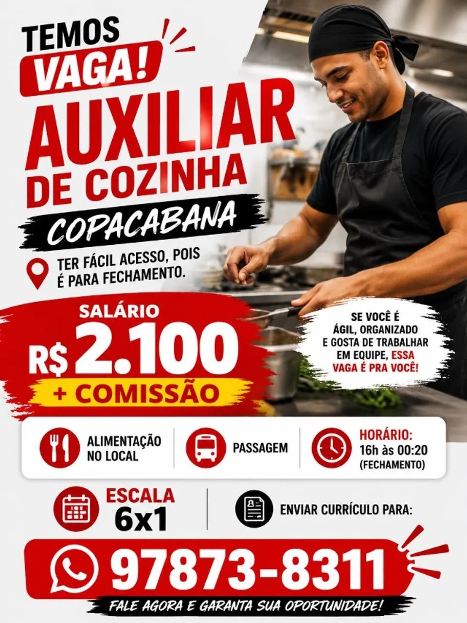 AUXILIAR DE COZINHA   -  COPACABANA URGENTE