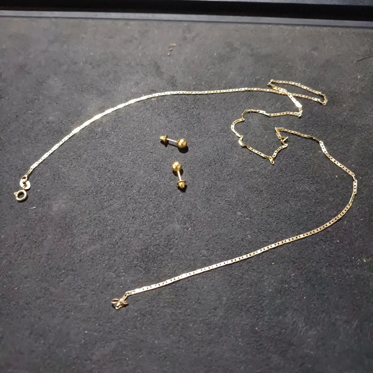 Conjunto corrente ouro 10k e brincos ouro 18k